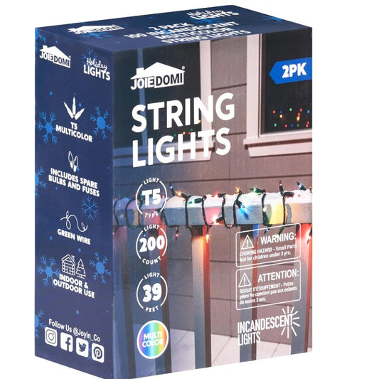 2pk 100ct INCANDESCENT MULTICOLOR STRING LIGHTS C/P 12