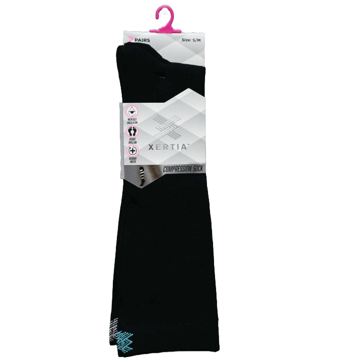 2pk S/M LADIES BLACK COMPRESSION SOCKS C/P 60