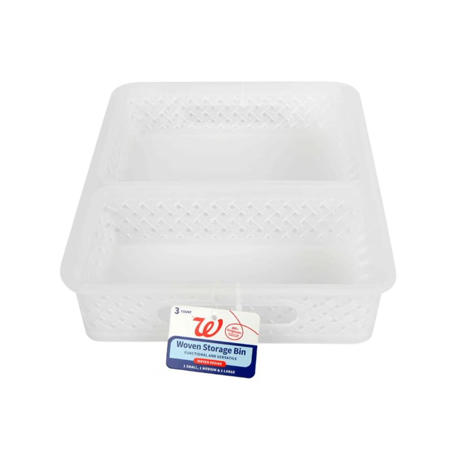 3pc Storage Bins Clear C/P 12