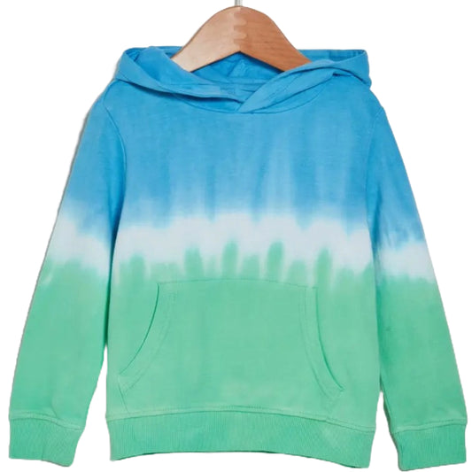 BOYS GREEN OMBRE SIZE 4-7 FRENCH TERRY POPOVER HOODIE C/P 24