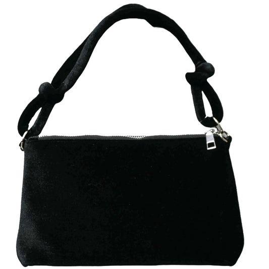 BLACK EVENING BAG W/KNOTTED HANDLE C/P 24