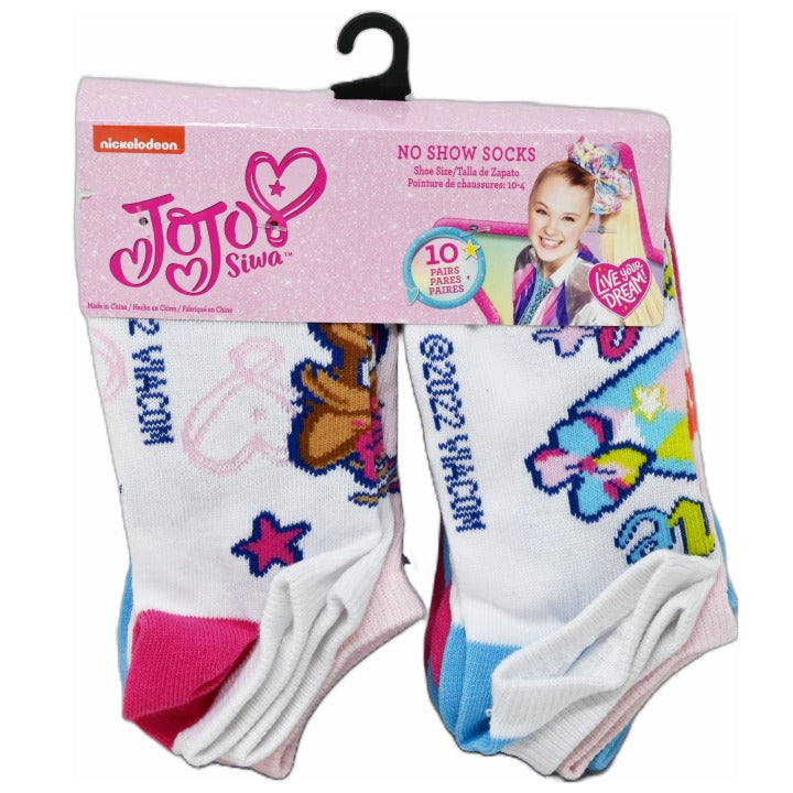 10pk JOJO SIWA SHINE BRIGHT NS SOCKS SIZE 6-8 C/P 60