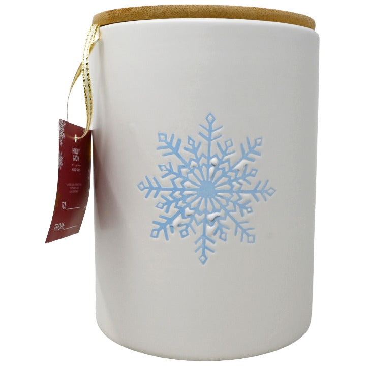 Snowfl Canister Bamboo Lid C/P 16 Holly & Joy