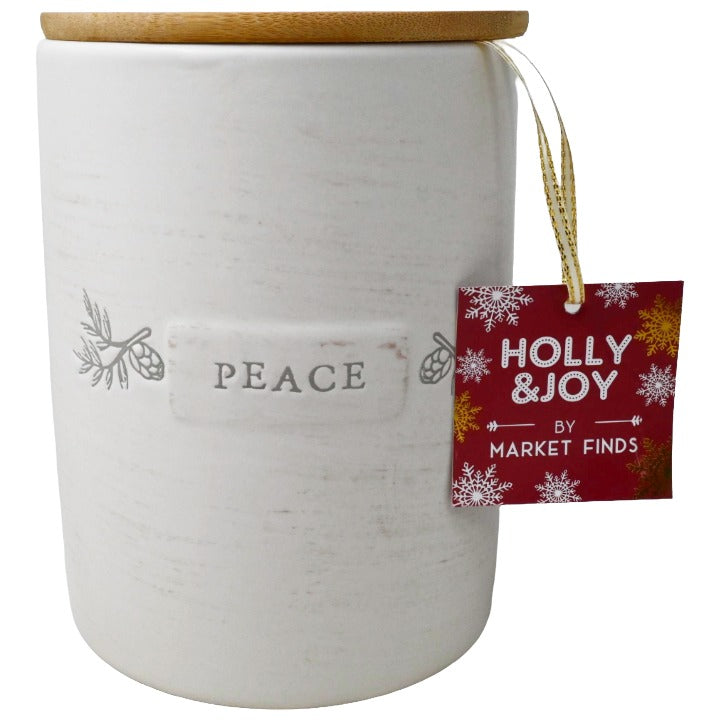 Peace Canister Bamboo Lid C/P 16 Holly & Joy