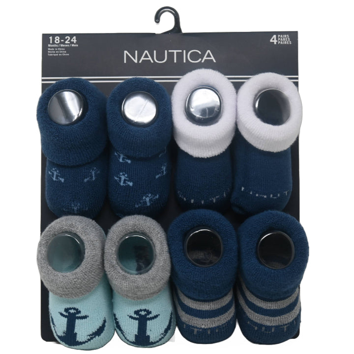 4pk NAUTICA INFANT BOYS ANCHOR BOOTIES C/P 60