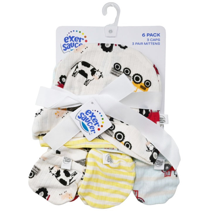 6pc Tractor Hats Mittens Set C/P 36 Exersaucer