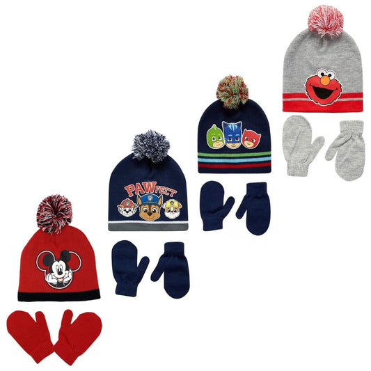 TODDLER BOYS ASST LICENSE HAT & MITTEN SET C/P 96