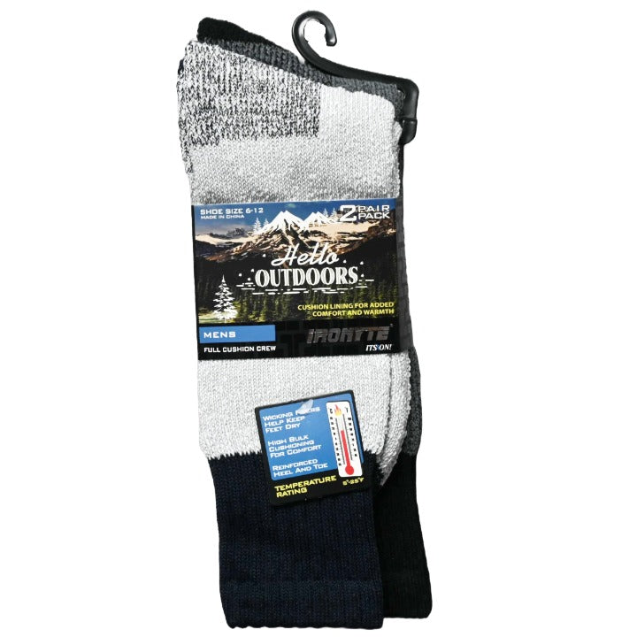 MENS 2PK FULL CUSHION THERMAL SIZE 6-12 LIGHT GRAY DARK GRAY C/P 48