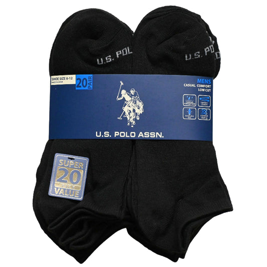 20pk MEN'S LOW CUT SOCKS SIZE 6-12 C/P 48 US POLO ASSN