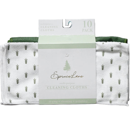 10pk WHITE/GREEN MICROFIBER CLEANING CLOTH C/P 48