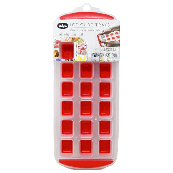 Edge 2pk Silicone Ice Cube Tray Standard Square Red C/P 12