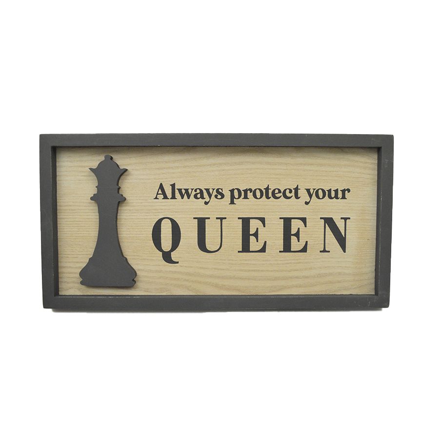 24"x10" PROTECT THE QUEEN-BLACK APPLIQUE PRINT FRAMED MDF WALL SIGN C/P 4