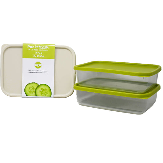 2pc 1330ml FOOD STORAGE CONTAINER SET PAC-IT FRESH C/P 48