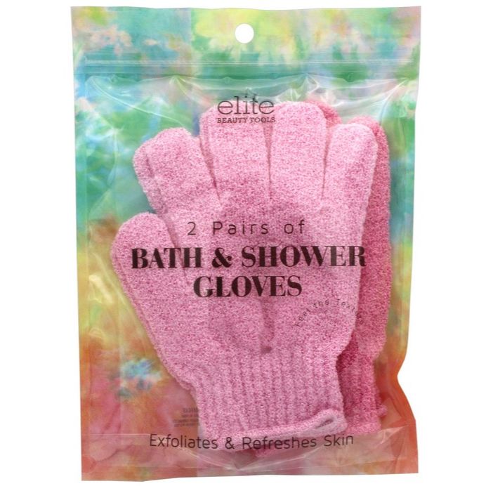 2-PAIR PINK BATH & SHOWER GLOVES C/P 72