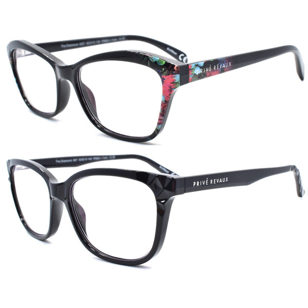 2Pk Reader +3.5 Rd Floral & Black Reading Glasses C/P 72