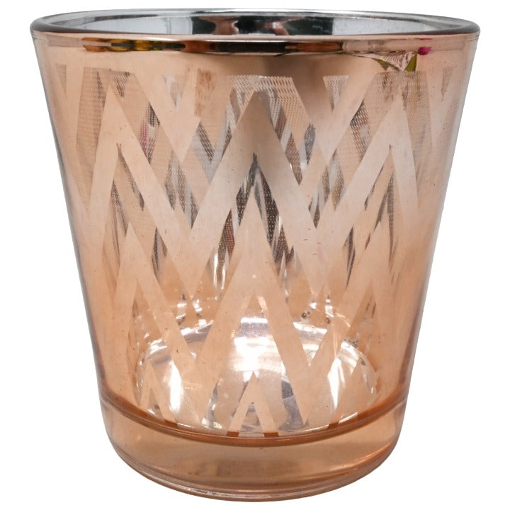 *NO CA*Rose Gold Chevron Glass Votive Candle Holder C/P 48 Richland