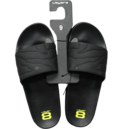MEN BLACK SLIDER CAMO SANDALS LAYER 8 ASST SIZE C/P 18