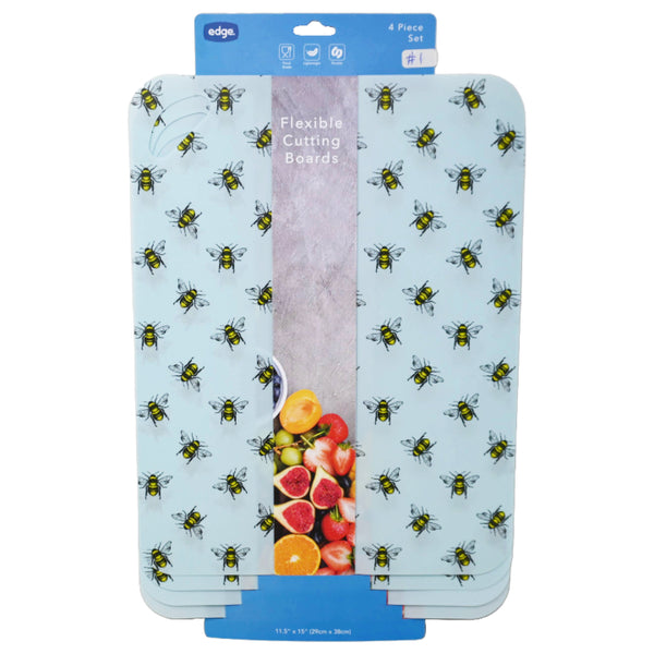 Edge 4pc Large Flexible Cutting Board Set Bees C/P 24