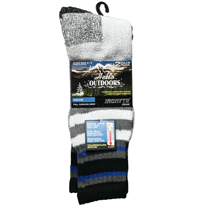 MENS 2PK FULL CUSHION THERMAL SIZE 6-12 LIGHT GRAY DARK GRAY C/P 48