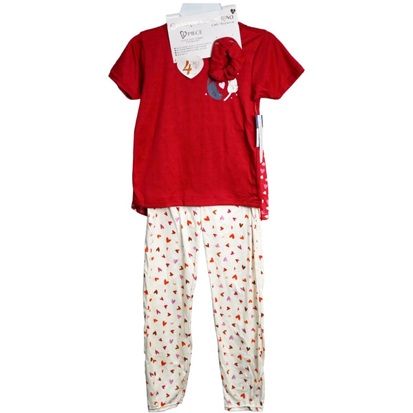 Red/Hrt Girls 4pc Pajama Set 7-16 C/P 48 Catherine Malandrino