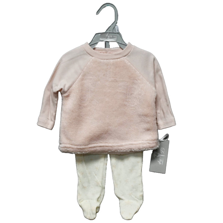 2pc SNOWFLAKE CORAL FLEECE TOP FOOTED PANT SET C/P 48