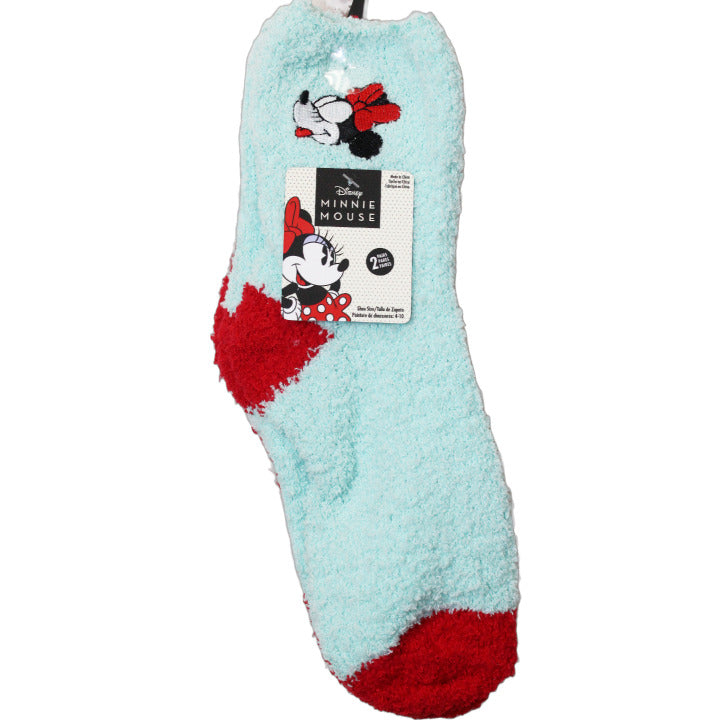 2PK MINNIE TONGUE OUT COZY SOCKS SIZE 9-11 C/P 60