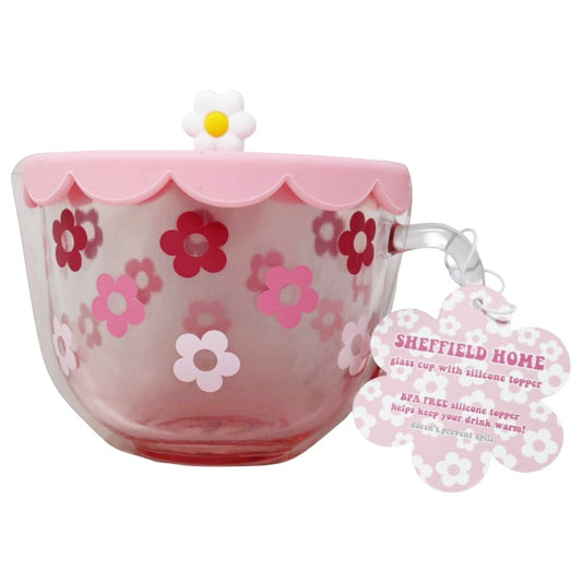 Pink Diasy Teacup with Lid Ceramic C/P 24