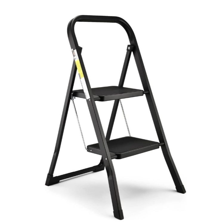 Black 2-Step Ladder Folding Stool w/Handle (No UPC) HB Tower C/P 1