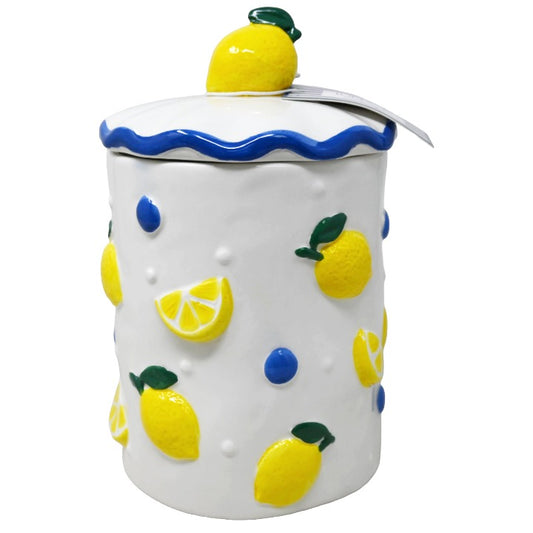 CERAMIC LEMON BERRY CANISTER W/LID LUNA & SAGE C/P 12