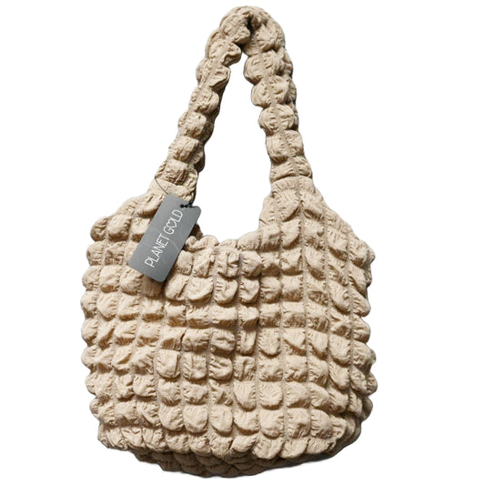 TAUPE QUILTED SATCHEL HANDBAG W/TOP ZIPPER C/P 12