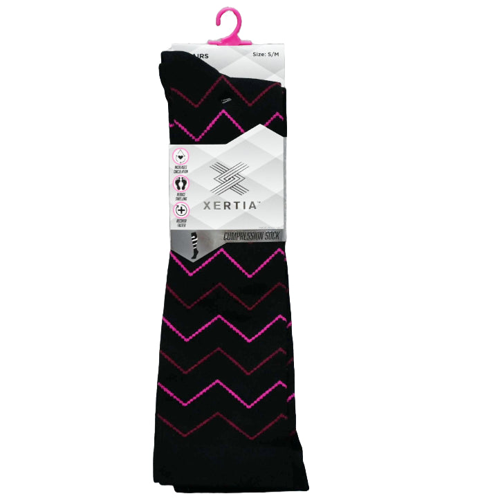 2pk S/M LADIES FASHION BLACK PATTERN COMPRESSION SOCKS C/P 60