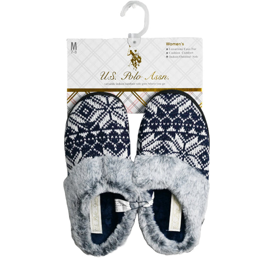 U.S. POLO ASSN. LADIES TAN SLIPPERS W/FUR SIZE 5-10 C/P 24