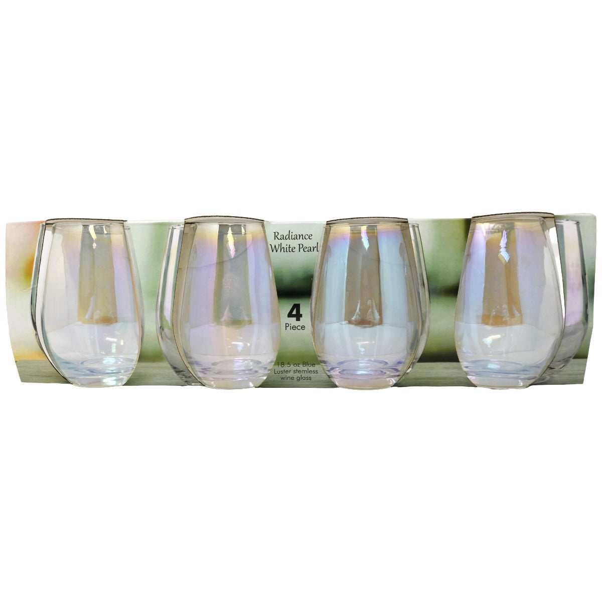 4pc Luster Stemless Wine Set Color Box C/P 6