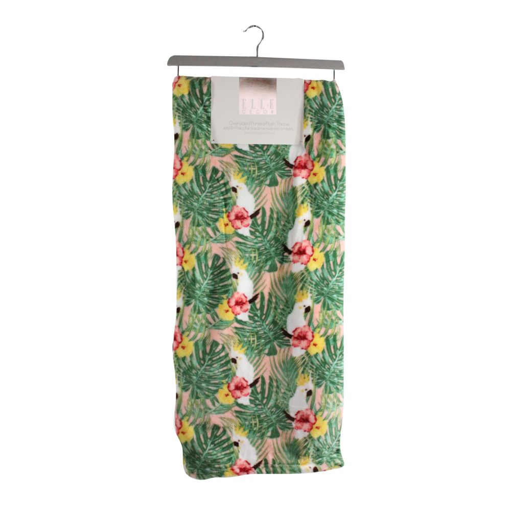 60"x70" TROPICAL PRINT FLANNEL PLUSH THROW ON HANGER C/P 8