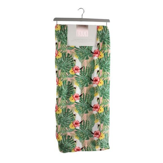 60"x70" TROPICAL PRINT FLANNEL PLUSH THROW ON HANGER C/P 8