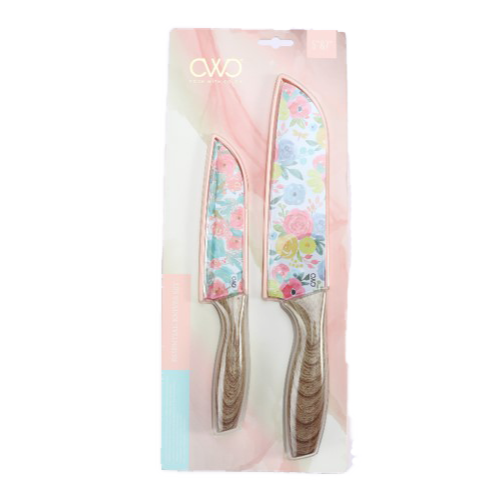 5"+7" PRINTED KNIVES SET WITH SHEATH C/P 48
