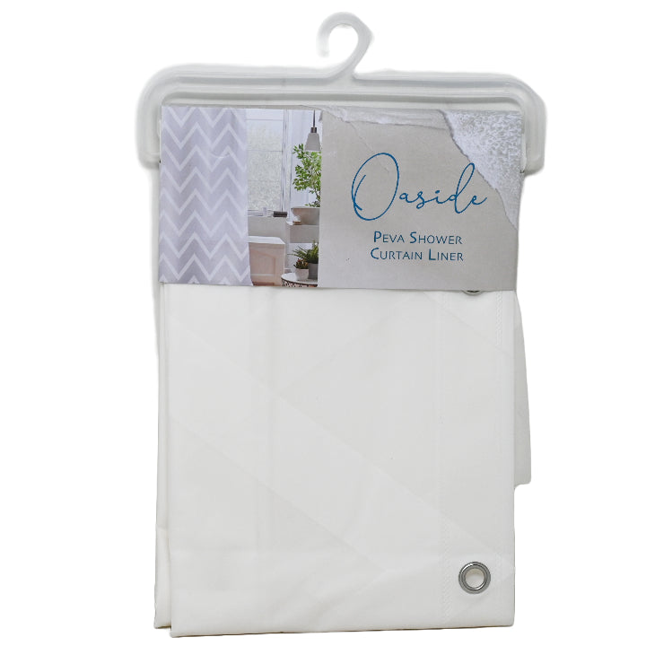70" X 72" WHITE PEVA SHOWER CURTAIN C/P 12