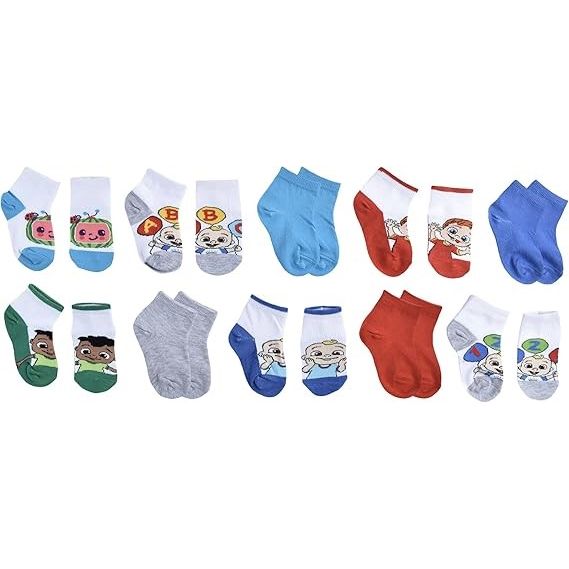 10pk 18-24m COCOMELON ABC QRT SOCKS C/P 60