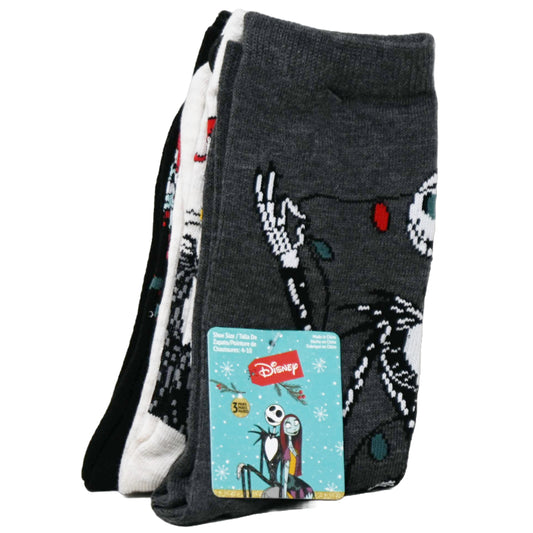 3pk WOMEN NBC MERRY SCARY CREW SOCKS SIZE 9-11 C/P 36