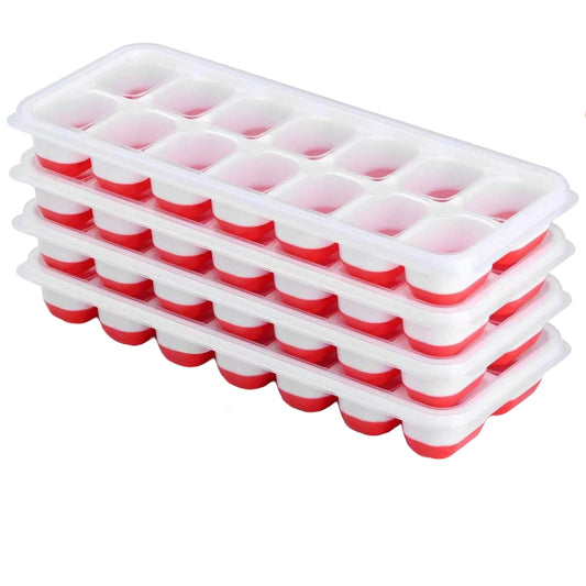 4pk WHT/RED ICE CUBE TRAY C/P 32