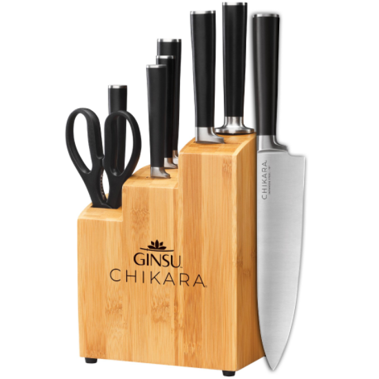 GINSU Chikara 8pc knife set Bamboo block C/P 1