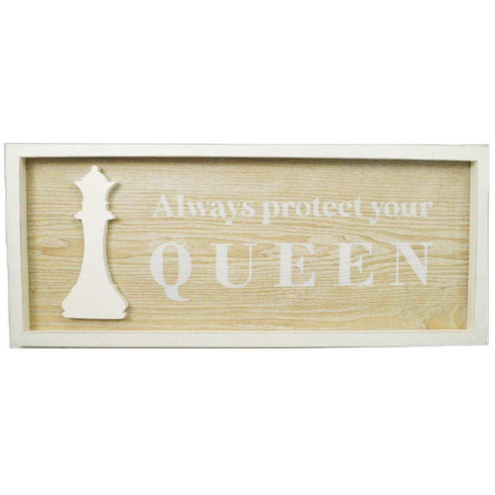 24"x10" PROTECT THE QUEEN-WHITE APPLIQUE PRINT FRAMED MDF WALL SIGN C/P 4