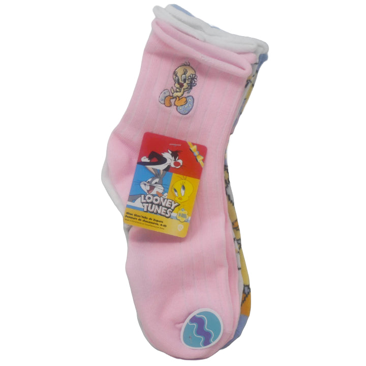 3pk WOMEN LOONEY TUNES CHICK ME OUT QRT SOCKS SIZE 9-11 C/P 60