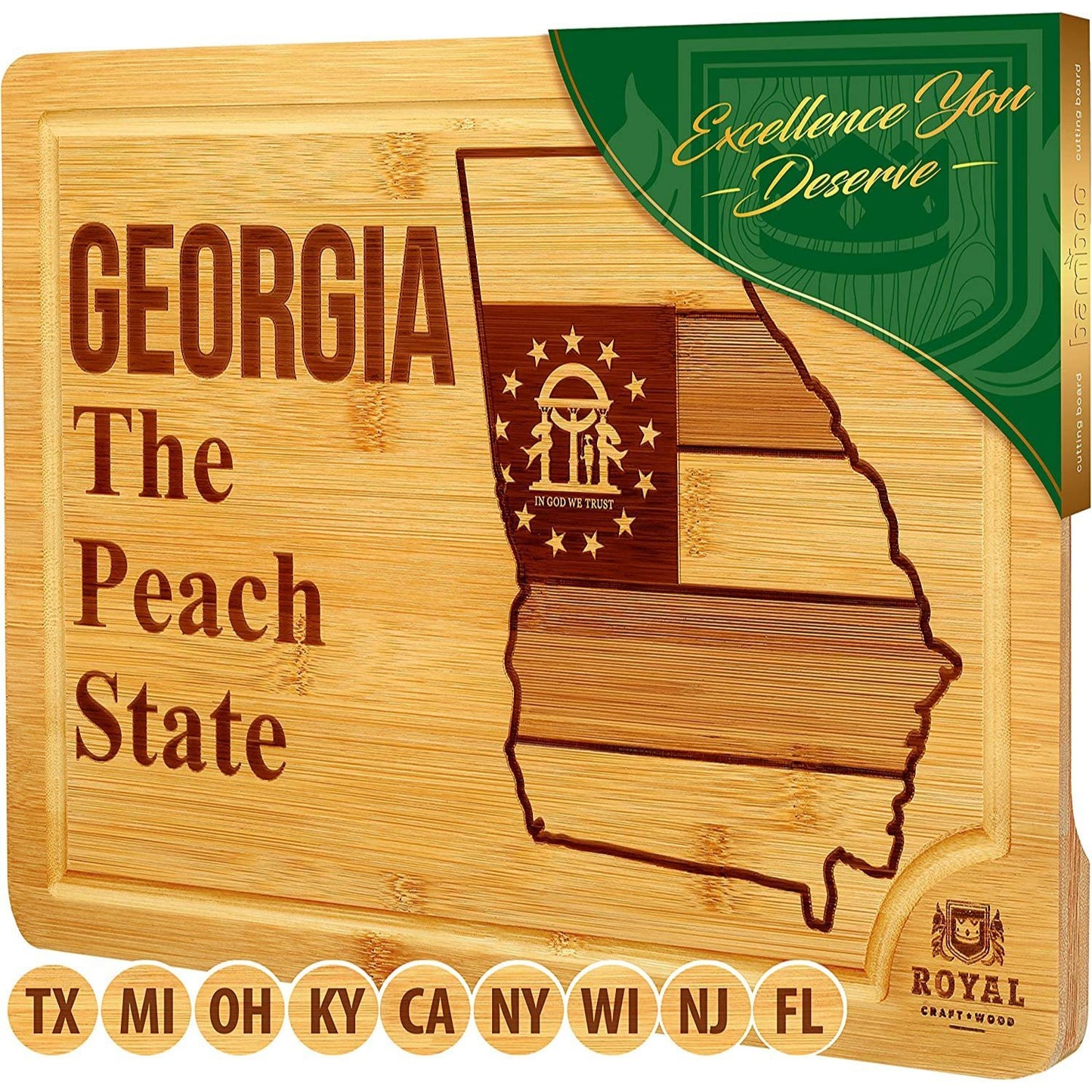 15"x10" GEORGIA BAMBOO CUTTING BOARD C/P 10