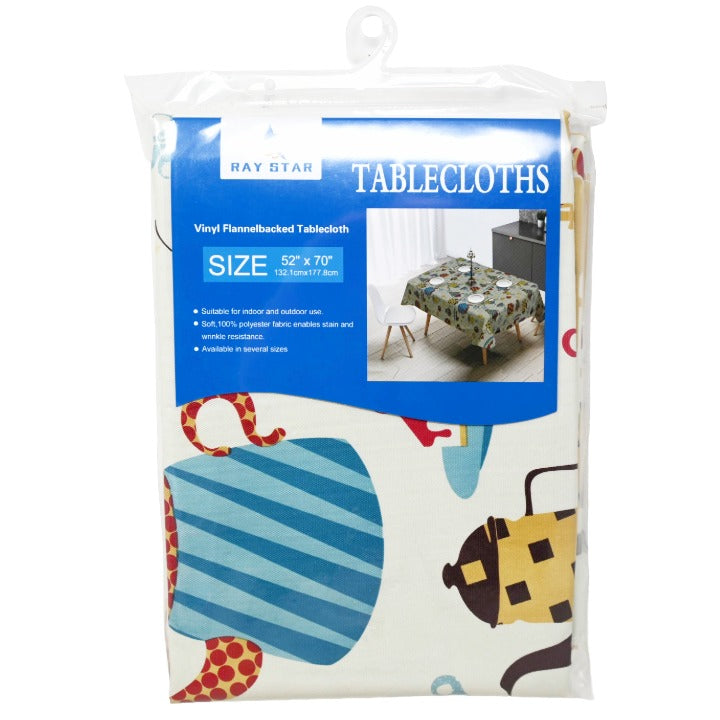 52x70" PRINTED VINYL TABLECLOTH wFLANNEL BACKING C/P 24