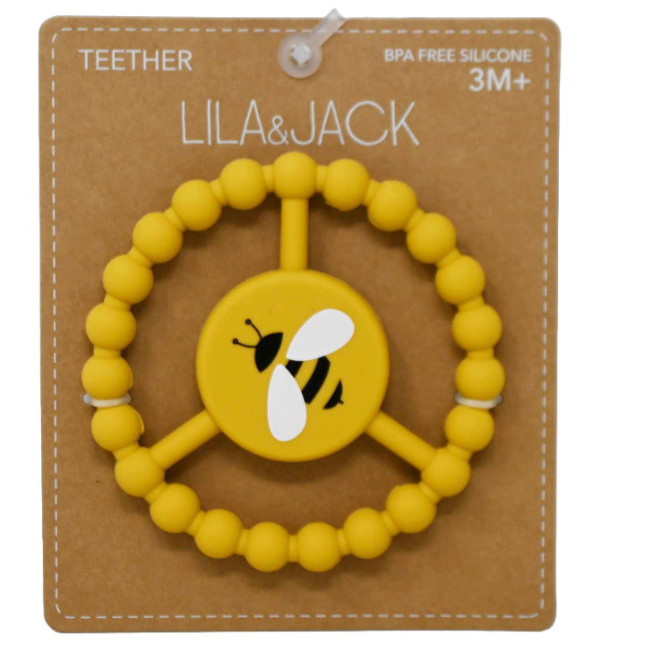 1pc Silicone Peace Teether - Mustard Bumblebee Print C/P 100