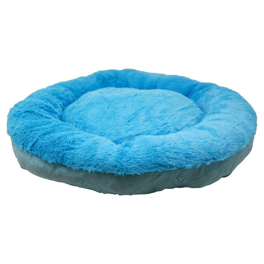 21.5"RND TEAL PRINTED PET BED C/P 12