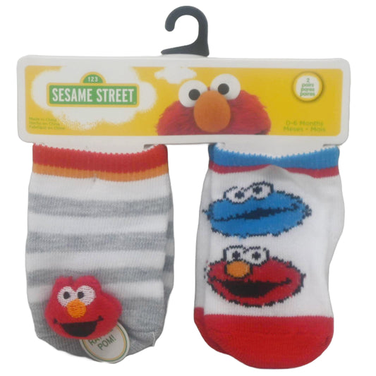 2pk 0-6m SESAME STREET ELMO SOCKS C/P 12