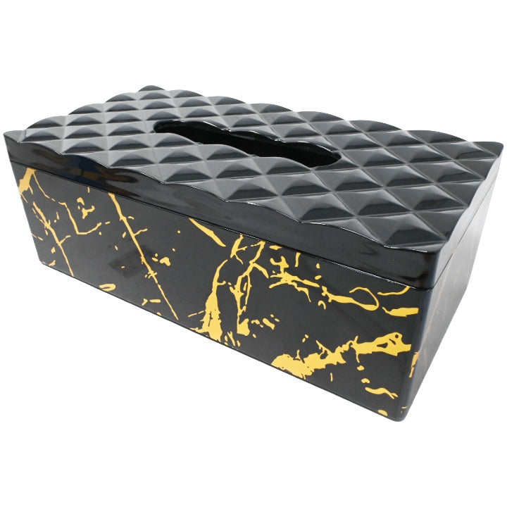 Blk Gld Marble Tissue Box C/P 12