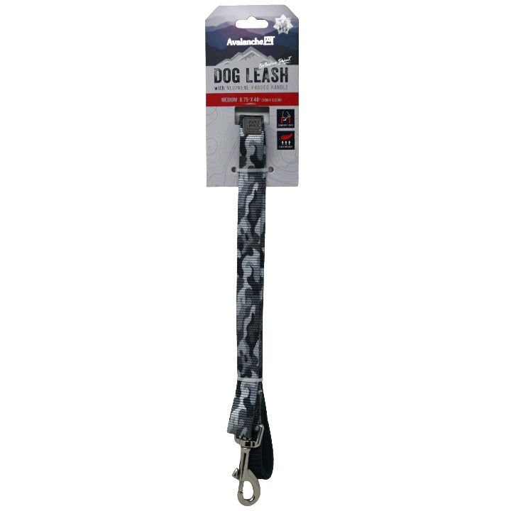 DOG LEASH W/NEOPRENE BACKING GREY C/P 48 AVALANCHE